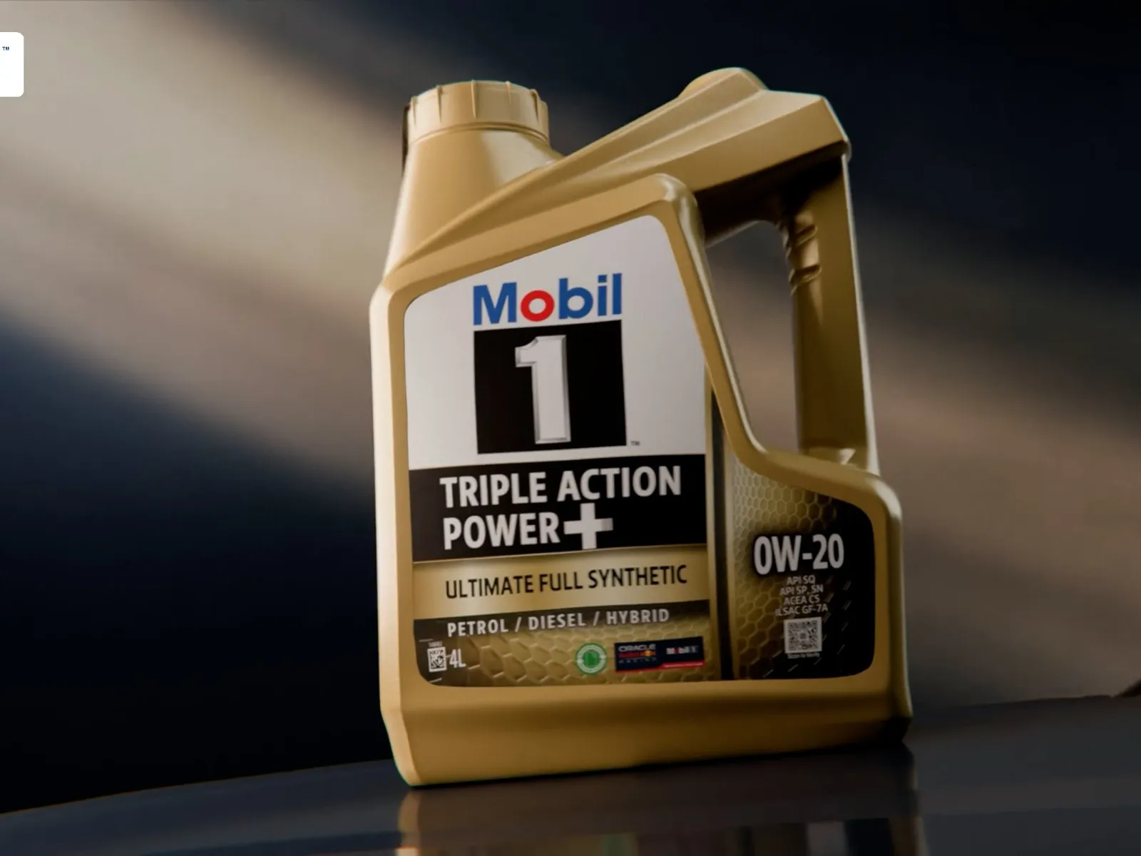 Mobil 1 Triple Action Power+ bottle rendered in full CG